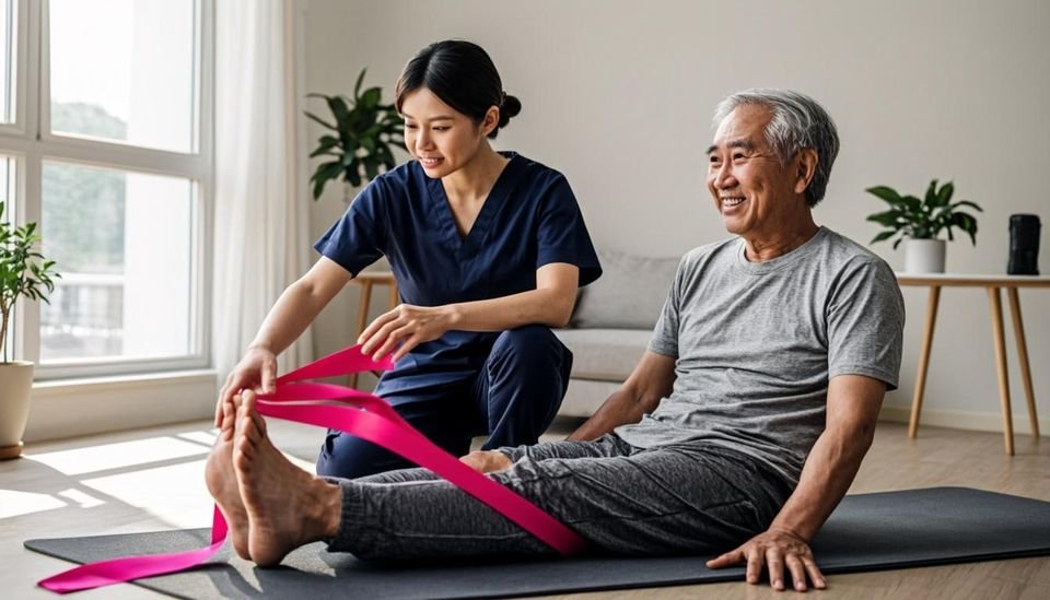 Licensed physiotherapist providing rehabilitation at home